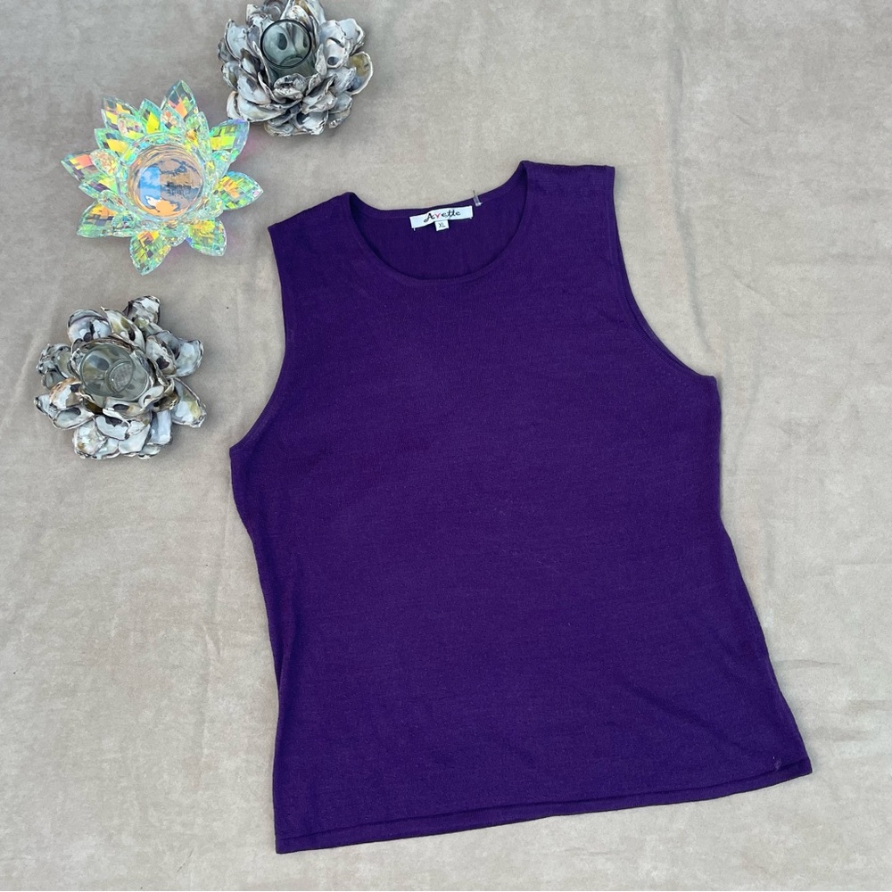 💐Avette Purple Wool Blend  Tank Blouse - XL